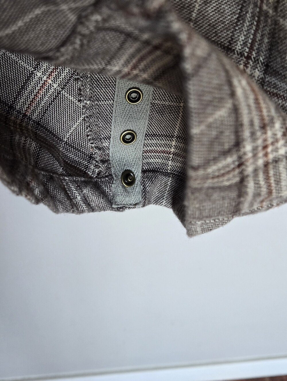 NWT Democracy Plaid Relaxed Straight Barrel Leg Pull-On Pants in Brown and Cream - Picture 8 of 12